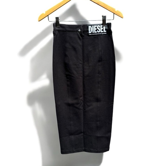 🌻NEW w/tags Diesel Black Full-Zip Midi Skirt in Milano Knit SIze 24/XS - Picture 8 of 15